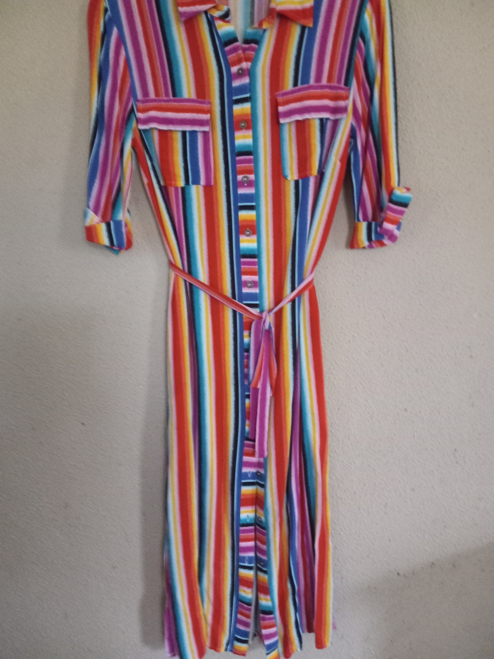 Charming Charlie Multicolor Striped Midi Shirt Dress